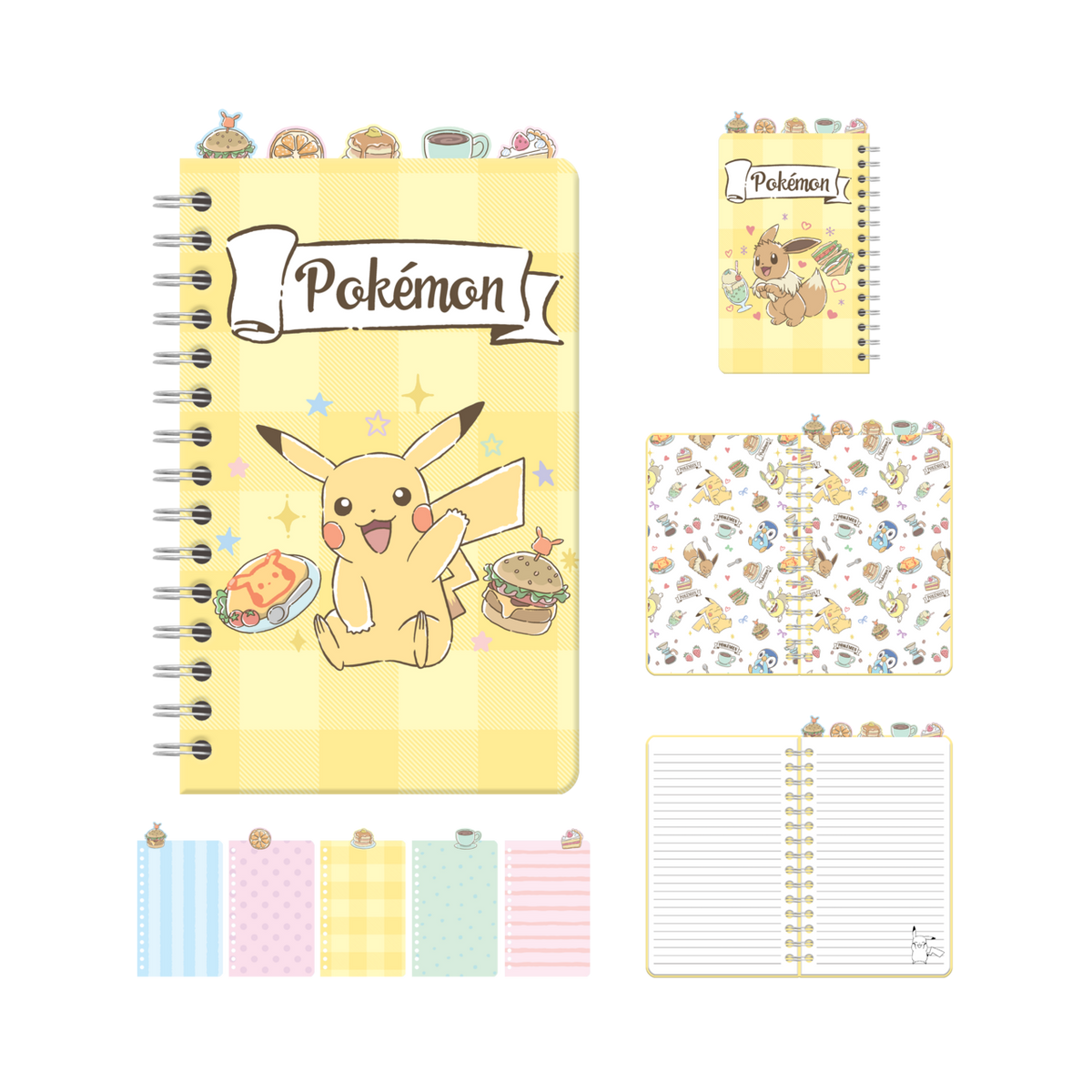 Pokémon Café Food Characters 8" x 5" Spiral Tabbed Notebook