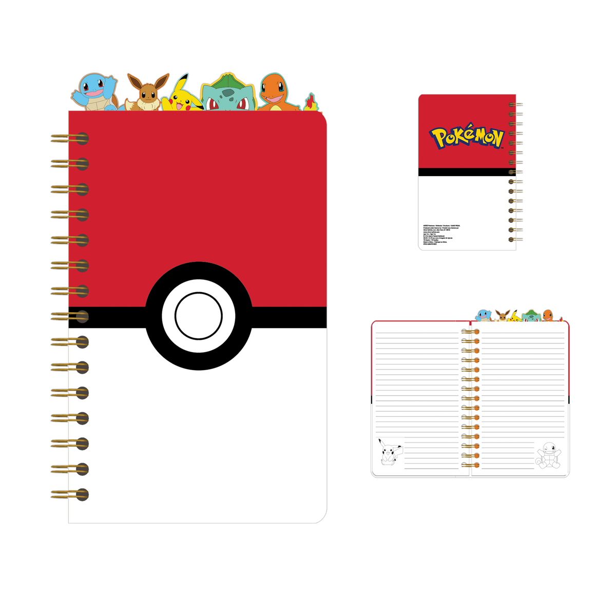 Pokémon Pokeball 8" x 5" Spiral Tabbed Notebook